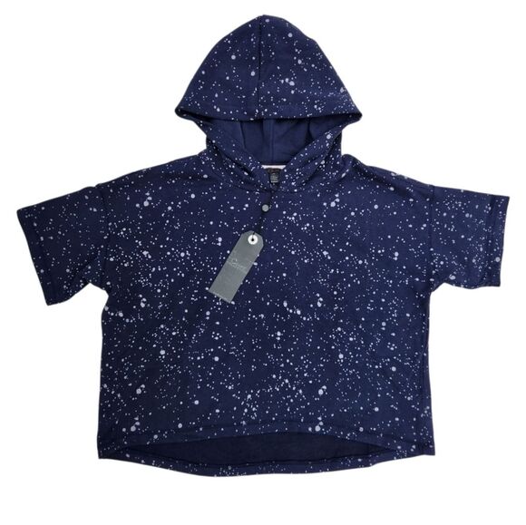 Unbranded Other - NWT Girls Crop Mid Tops Oversized Hoodie Blue Speckled Size L Coupe Collection